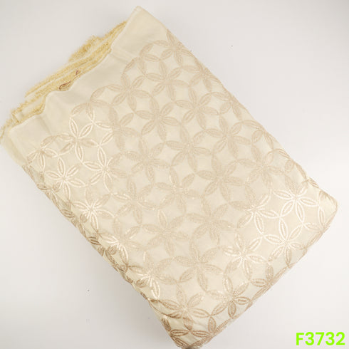 Dyeable Zari Sequins Work Shimmer Tissue Fabric-F3732